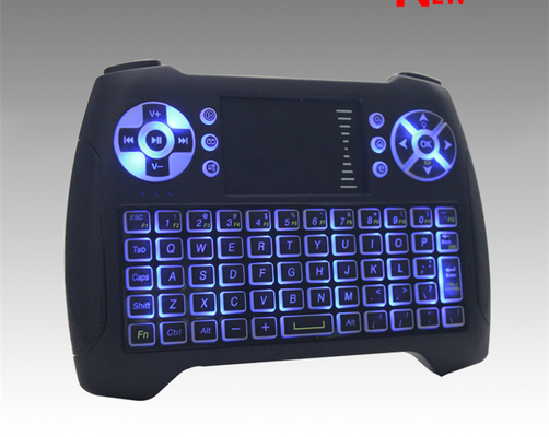 Blue Backlit  Fly Air Mouse Remote Control Qwerty Keyboard With TouchPad